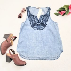 NWT Skies are Blue Bren Chambray Tank - Size Small